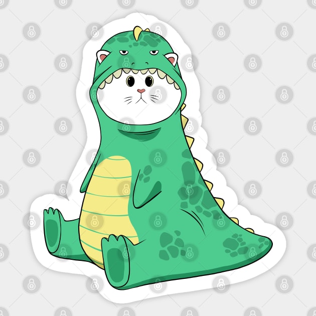 cat wearing dino costume Cat Wearing Dino Costume Sticker